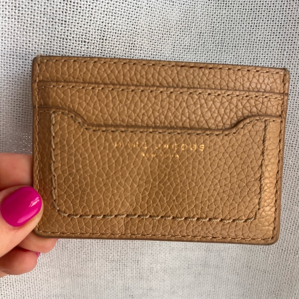 Michael Kors Pebbled Leather Card Case in Tan